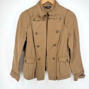 Vintage Ana Utility Jacket Military Button Front Pockets Womens M Tan Grunge Y2K